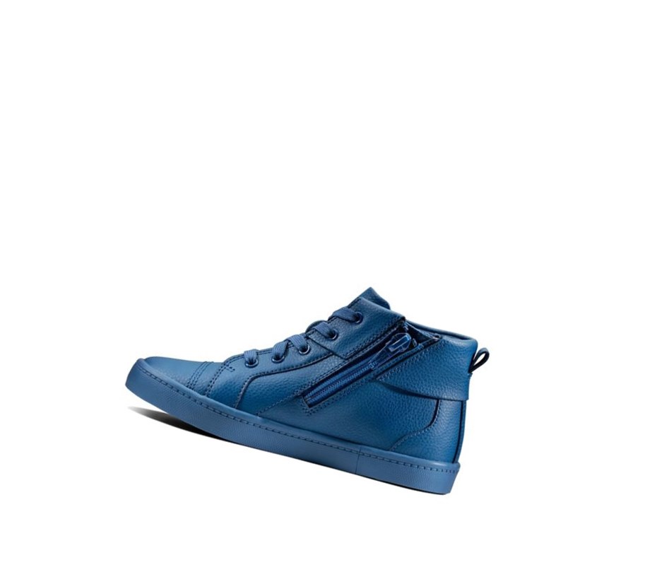 Clarks City Oasis Leder Stiefeletten Mädchen Dunkelblau | QLXG49165