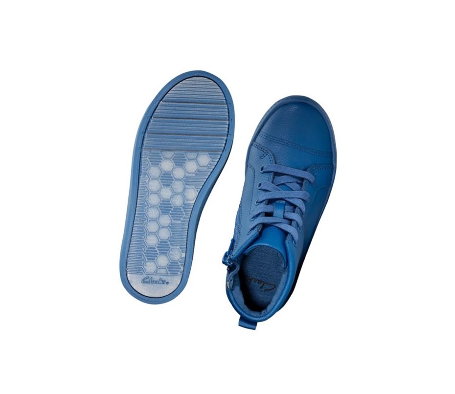 Clarks City Oasis Leder Stiefeletten Mädchen Dunkelblau | QLXG49165