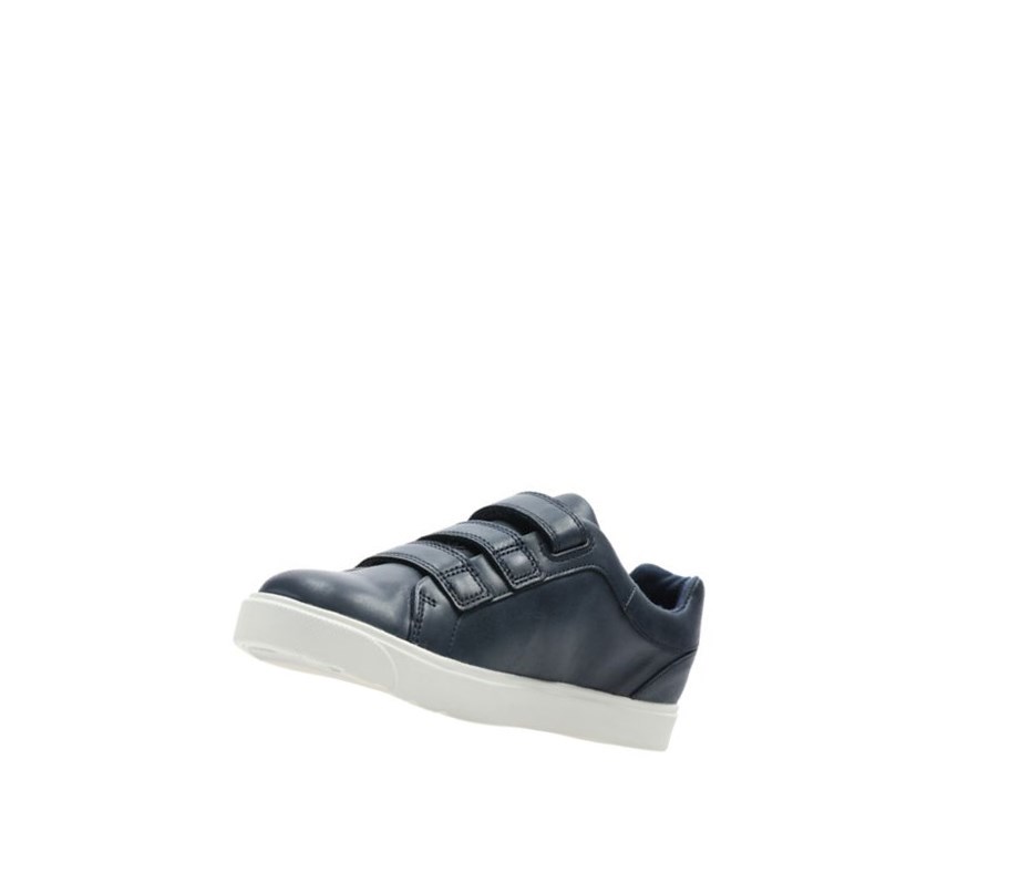 Clarks City Oasis Lo Leder Sneakers Jungen Navy | GUWA95842