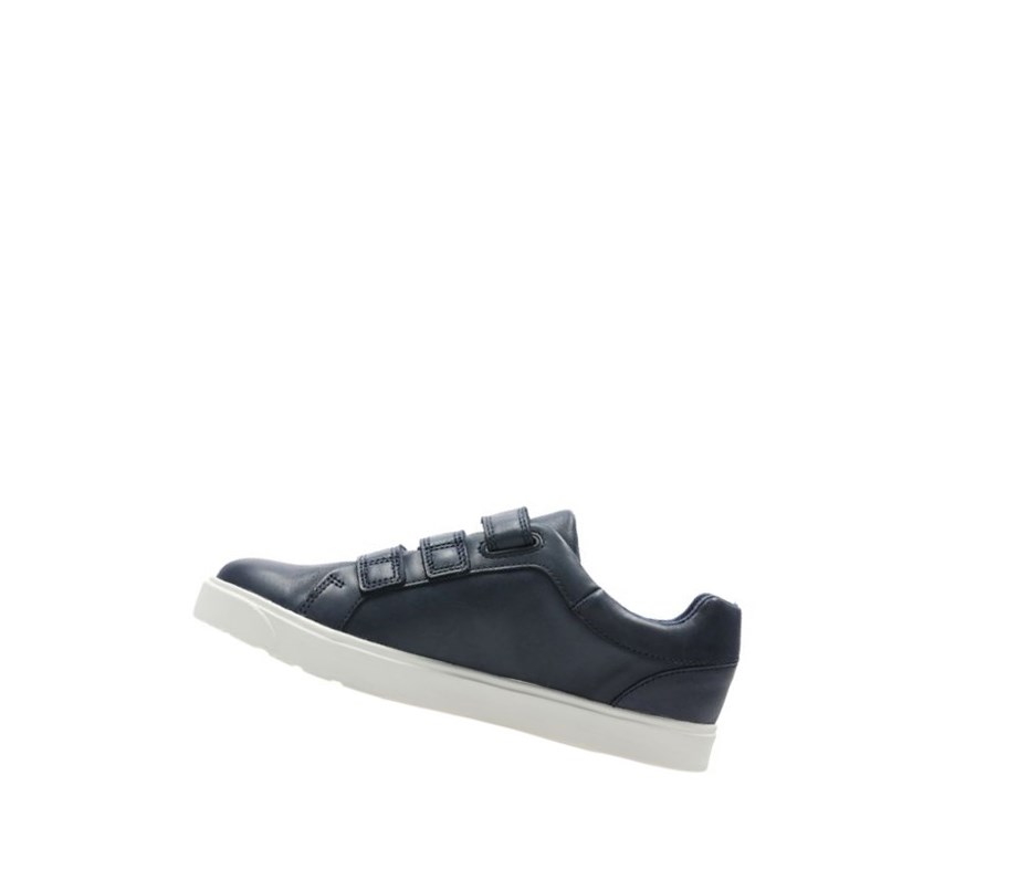 Clarks City Oasis Lo Leder Sneakers Jungen Navy | GUWA95842