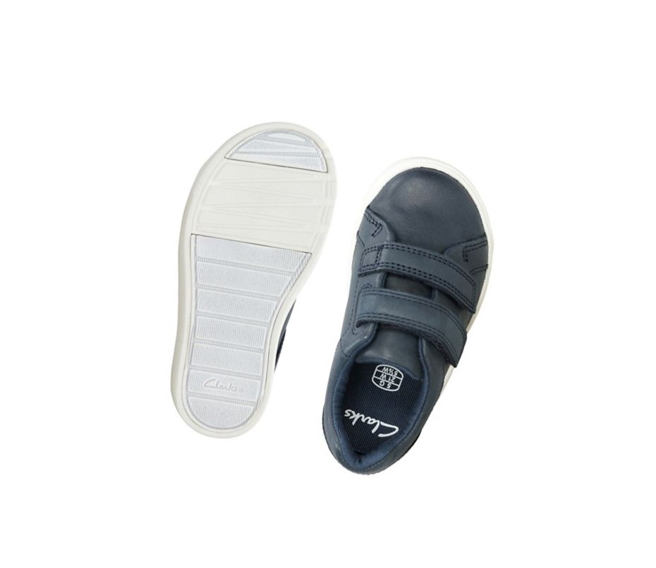 Clarks City Oasis Lo Leder Sneakers Jungen Navy | MTCY01562