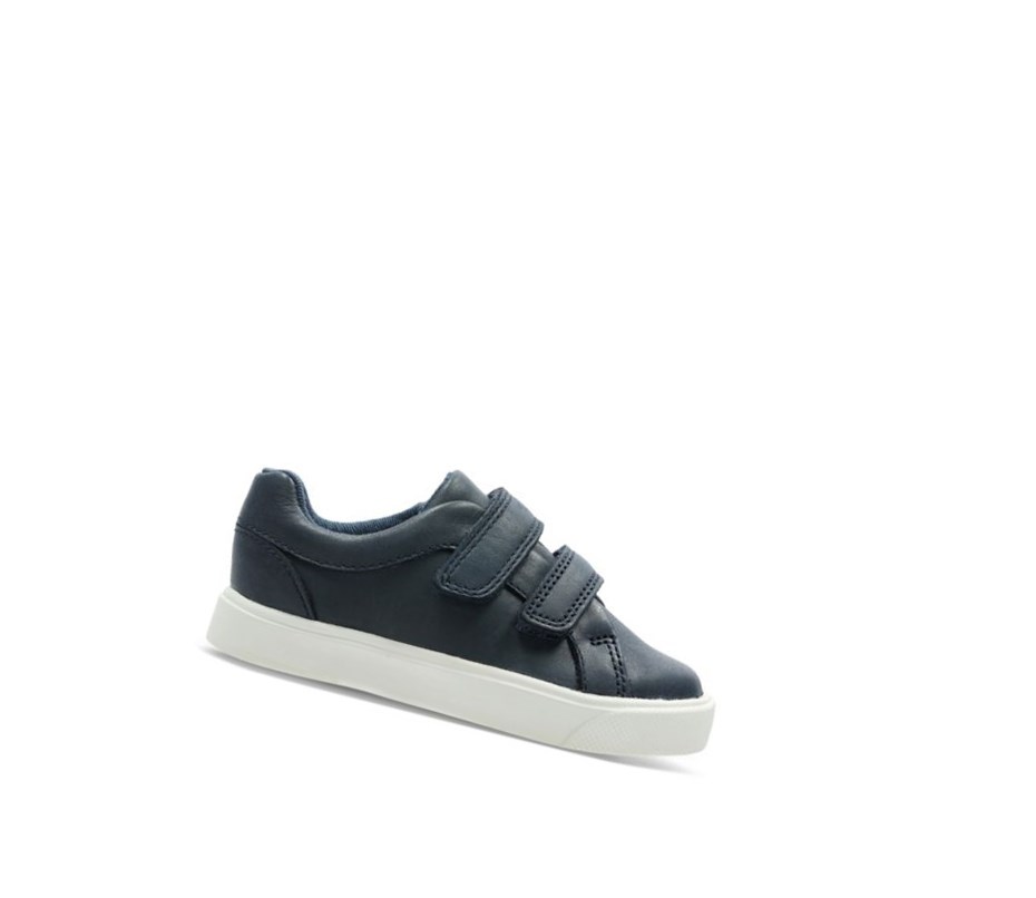 Clarks City Oasis Lo Leder Sneakers Jungen Navy | MTCY01562