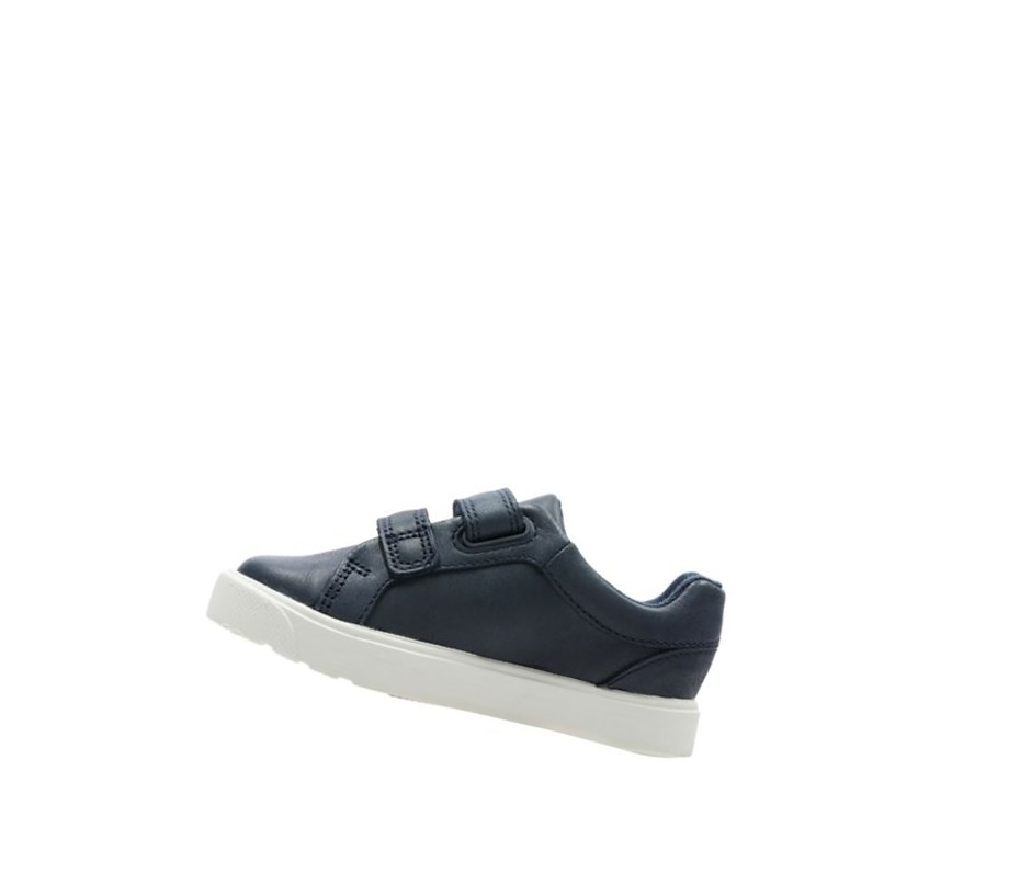 Clarks City Oasis Lo Leder Sneakers Mädchen Navy | BJFS58064