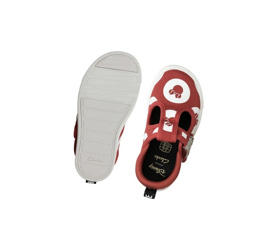 Clarks City Polka T-bar Freizeitschuhe Mädchen Rot | NMXU26847