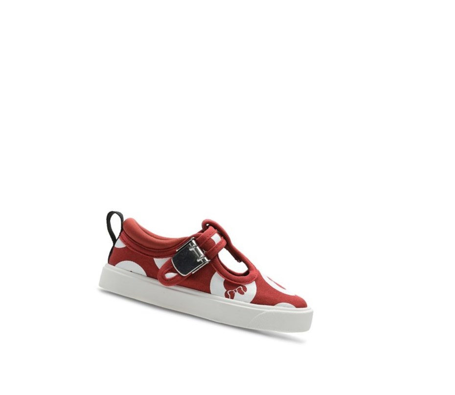 Clarks City Polka T-bar Lässige Turnschuhe Jungen Rot | FIYA09381