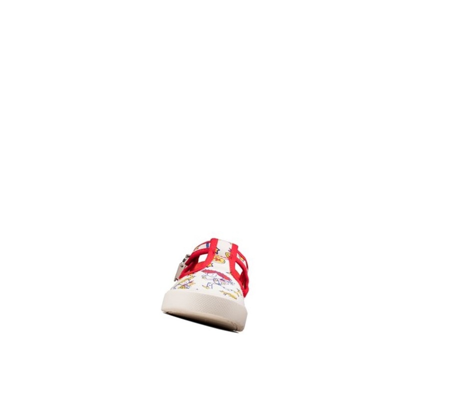 Clarks City Sheriff T-bar Freizeitschuhe Mädchen Weiß | UQVS24197