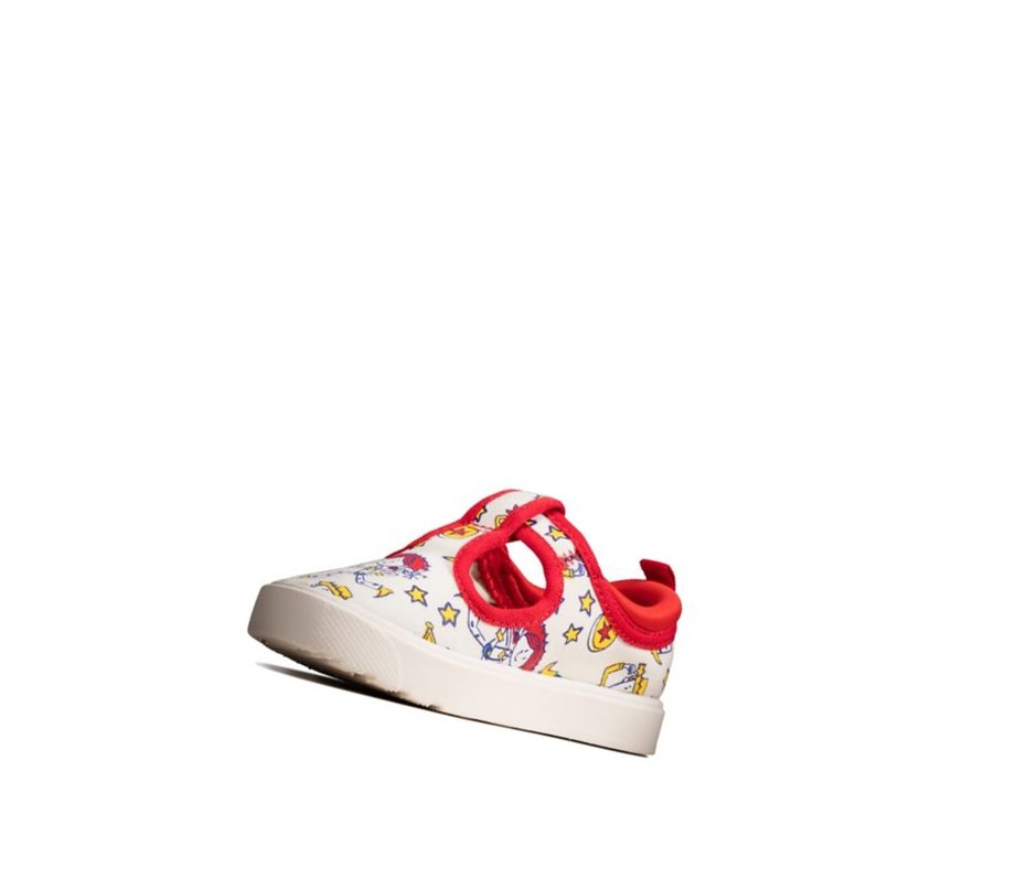 Clarks City Sheriff T-bar Freizeitschuhe Mädchen Weiß | UQVS24197