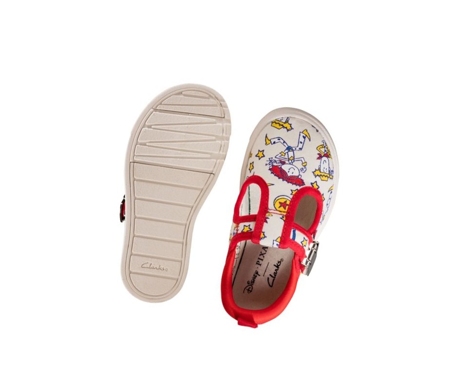 Clarks City Sheriff T-bar Freizeitschuhe Mädchen Weiß | UQVS24197