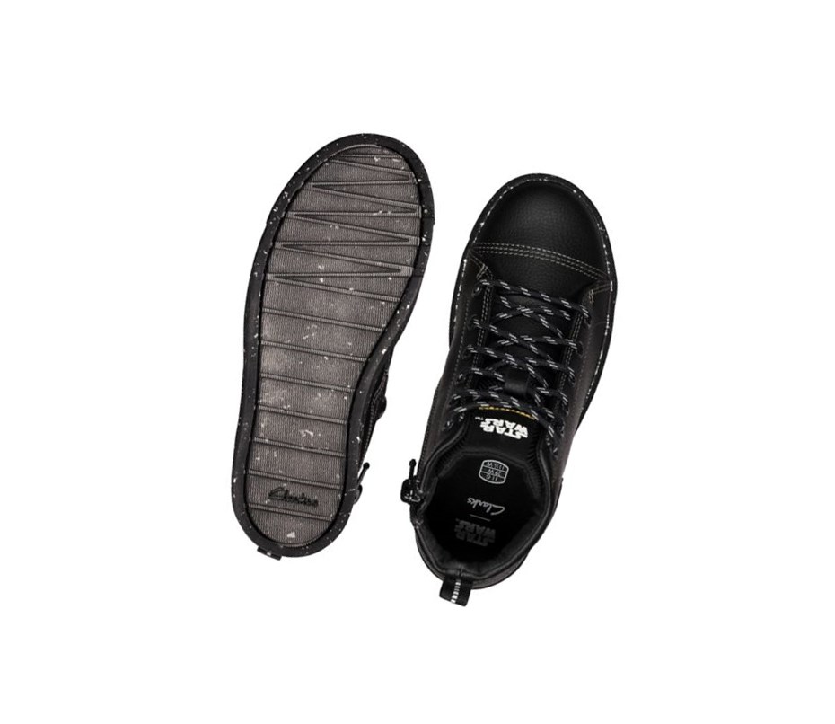 Clarks City Storm Hi Leder Lederstiefel Jungen Schwarz | PWVI14526