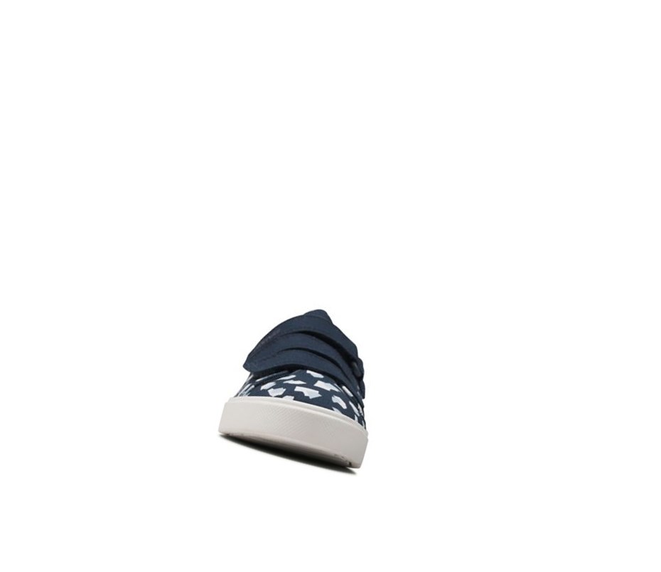 Clarks City Vibe Print Freizeitschuhe Mädchen Navy | WGZQ08561