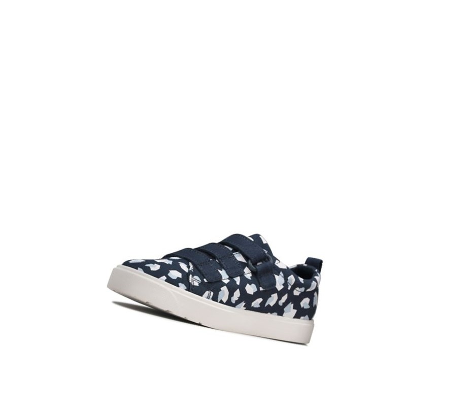 Clarks City Vibe Print Freizeitschuhe Mädchen Navy | WGZQ08561