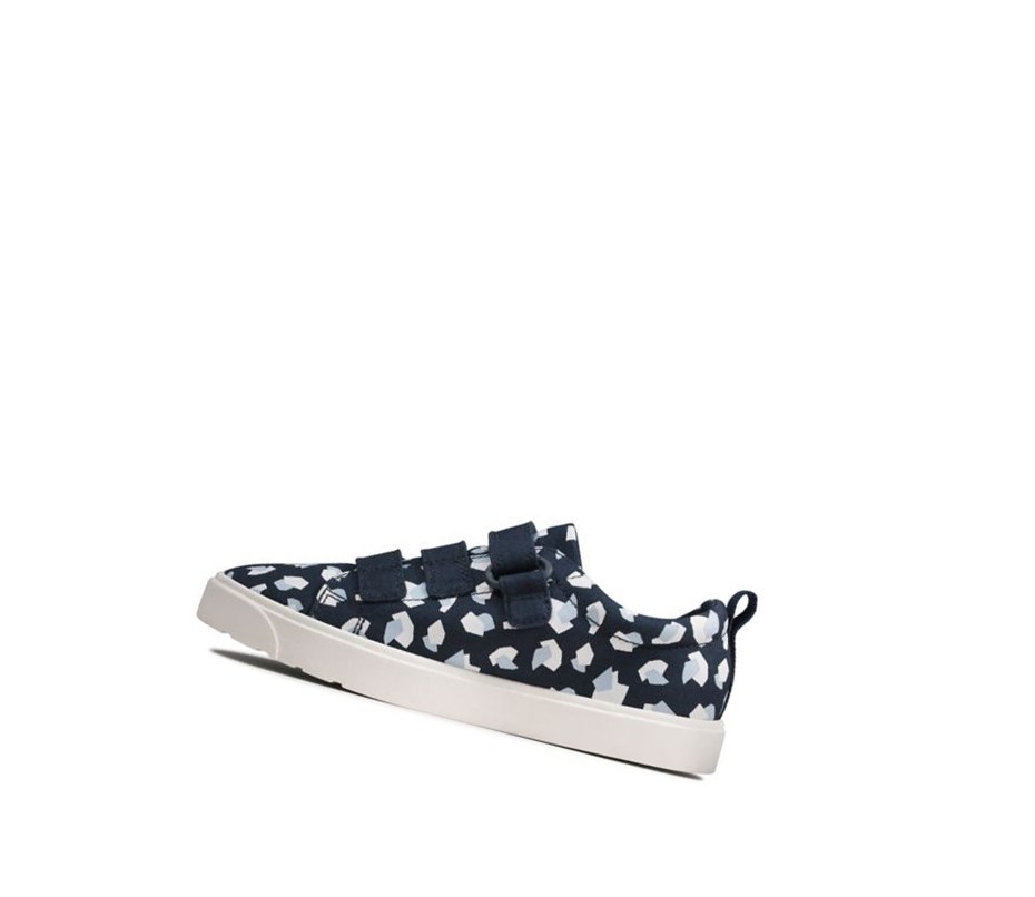 Clarks City Vibe Print Freizeitschuhe Mädchen Navy | WGZQ08561