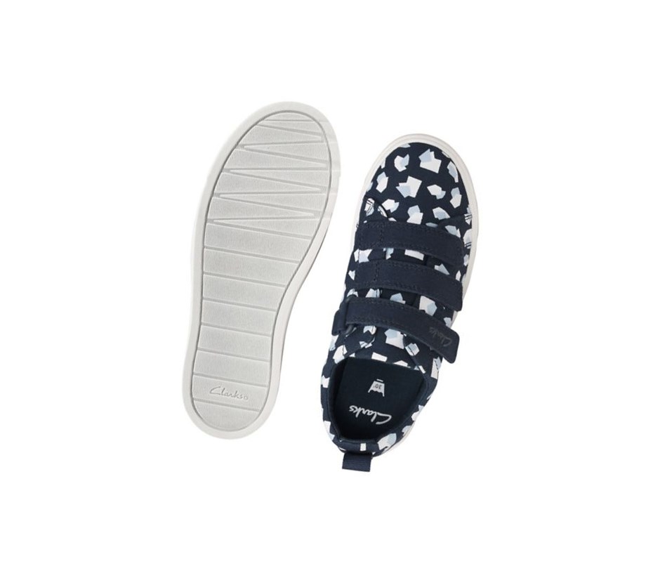 Clarks City Vibe Print Freizeitschuhe Mädchen Navy | WGZQ08561