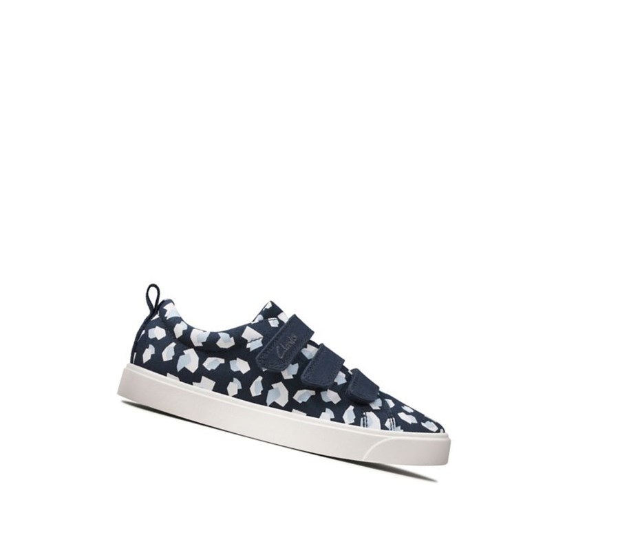 Clarks City Vibe Print Freizeitschuhe Mädchen Navy | WGZQ08561