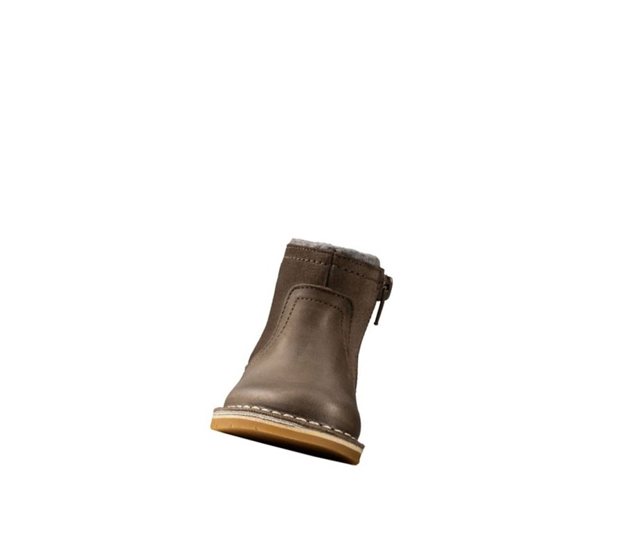 Clarks Comet Frost Leder Lederstiefel Mädchen Braun | TOMN30961