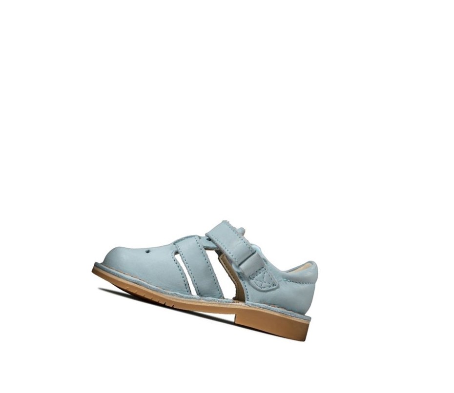 Clarks Comet Sand Leder Lässige Sandalen Mädchen Hellblau | YRKH37508