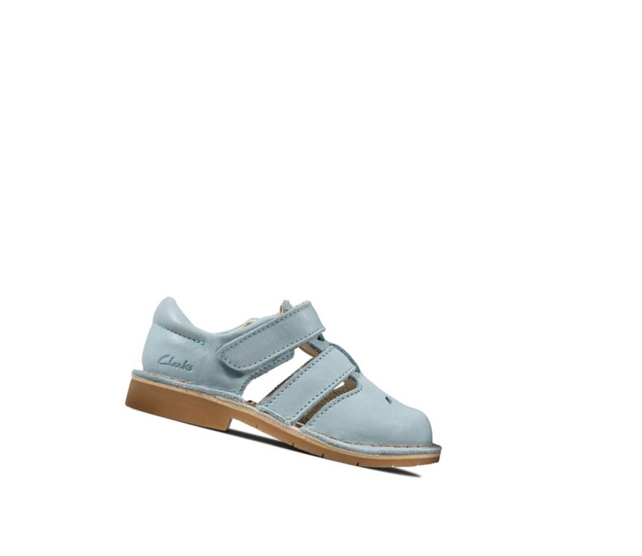 Clarks Comet Sand Leder Lässige Sandalen Mädchen Hellblau | YRKH37508