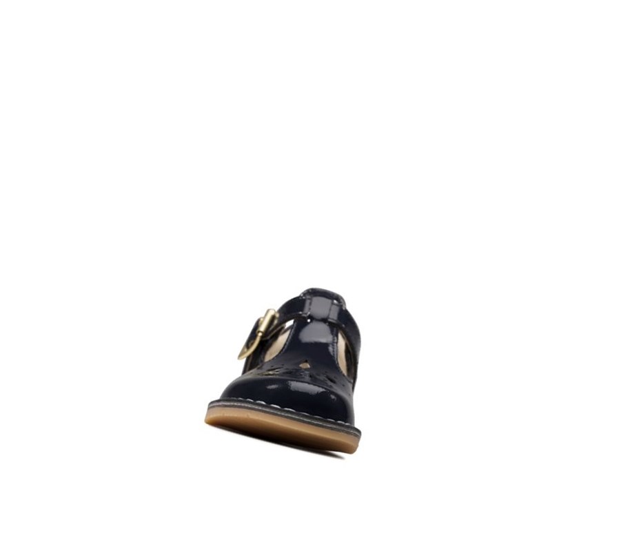 Clarks Comet Weave Lack Leder Wanderschuhe Mädchen Navy | LCAX97012