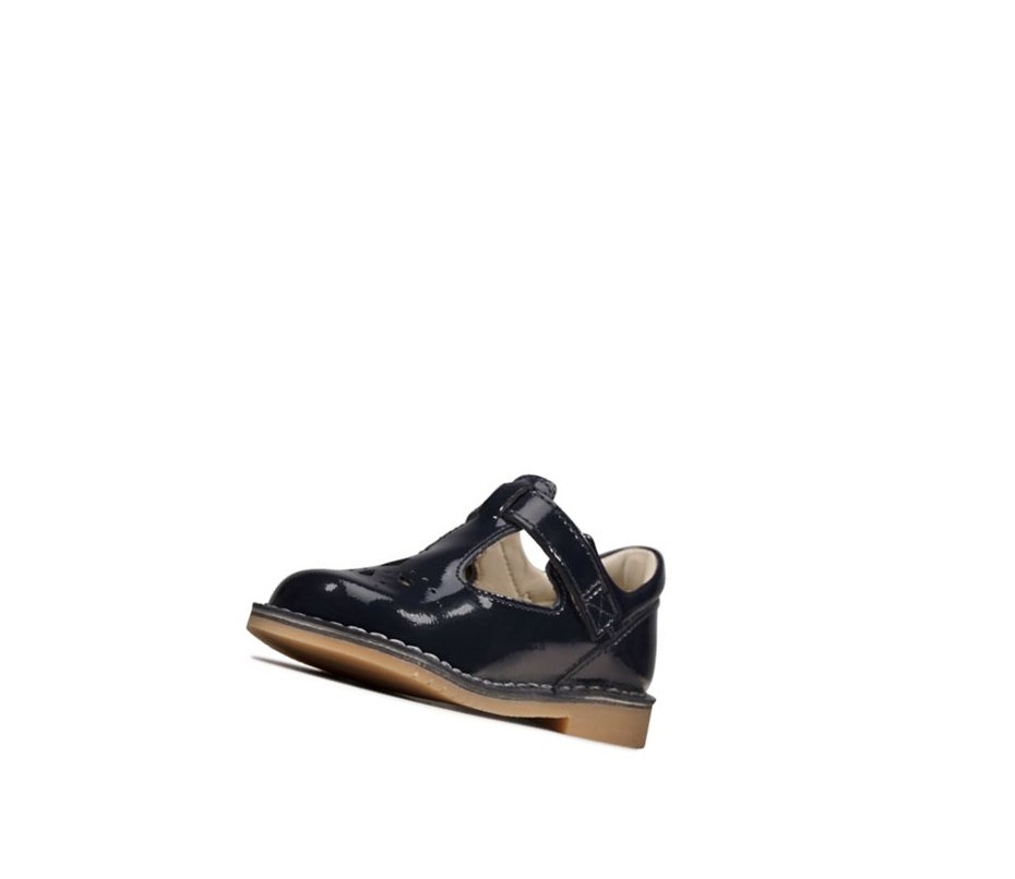 Clarks Comet Weave Lack Leder Wanderschuhe Mädchen Navy | LCAX97012