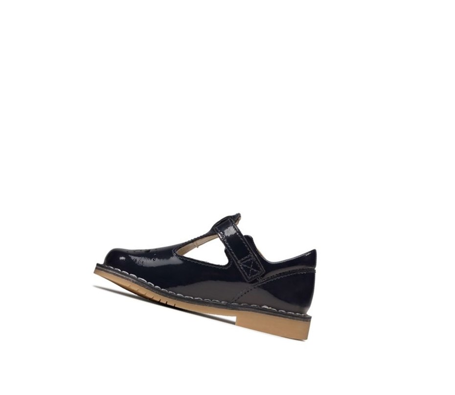 Clarks Comet Weave Lack Leder Wanderschuhe Mädchen Navy | LCAX97012