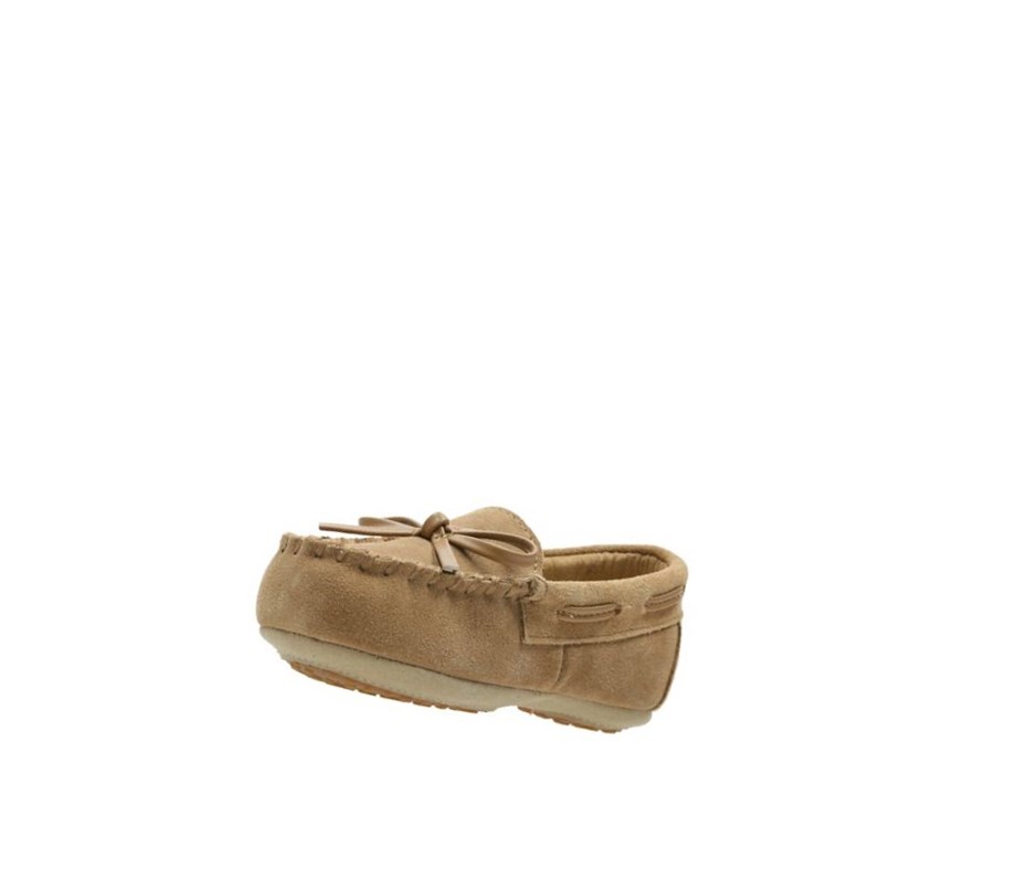 Clarks Crackling Flo Wildleder Hausschuhe Mädchen Braun | FXBE75428