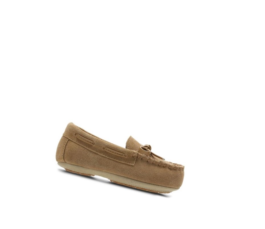 Clarks Crackling Flo Wildleder Hausschuhe Mädchen Braun | FXBE75428