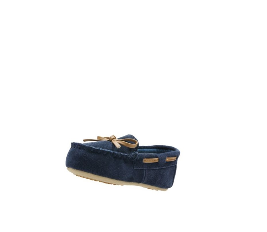 Clarks Crackling Flo Wildleder Hausschuhe Jungen Navy | JDMS07451
