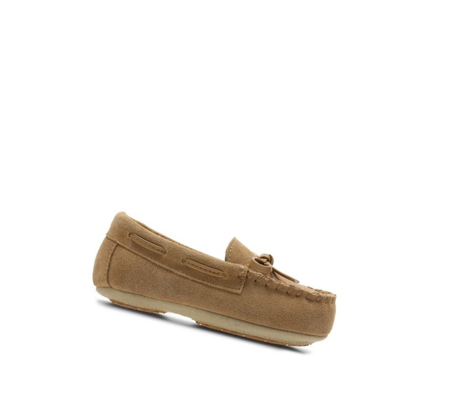 Clarks Crackling Flo Wildleder Hausschuhe Mädchen Braun | QOMX18426