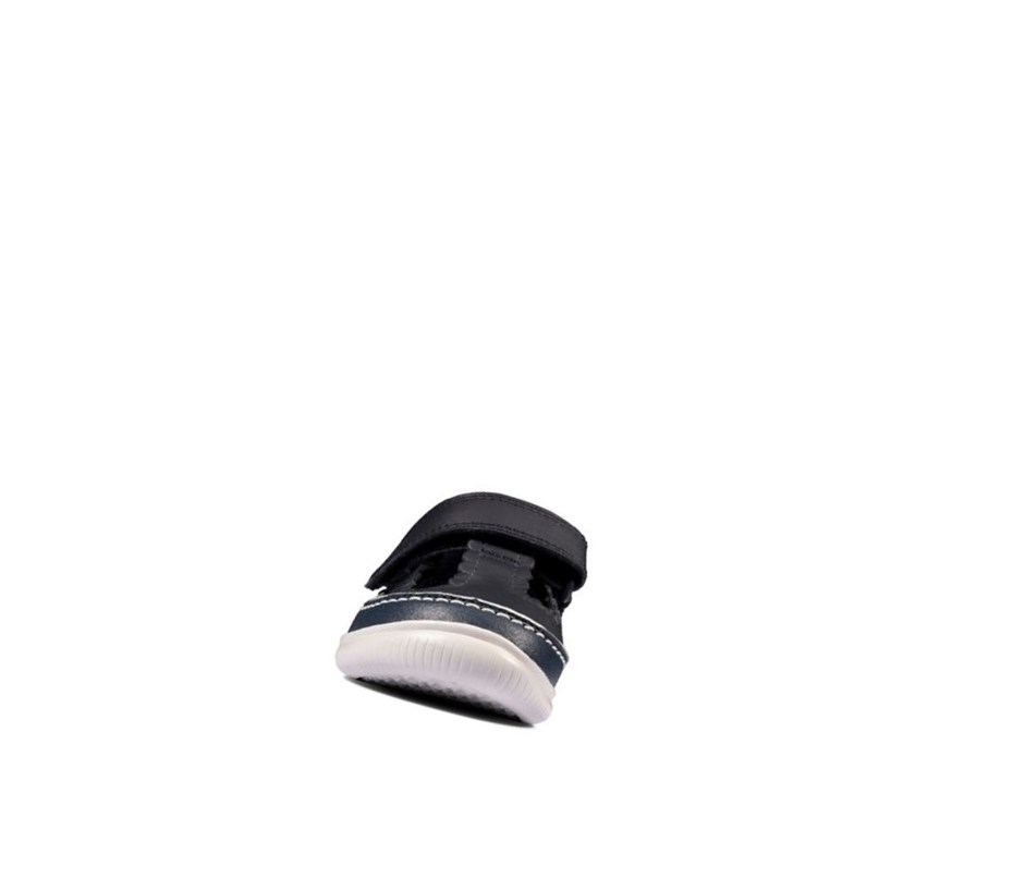 Clarks Crest Sky Leder Lederschuhe Jungen Navy | SYKN96410