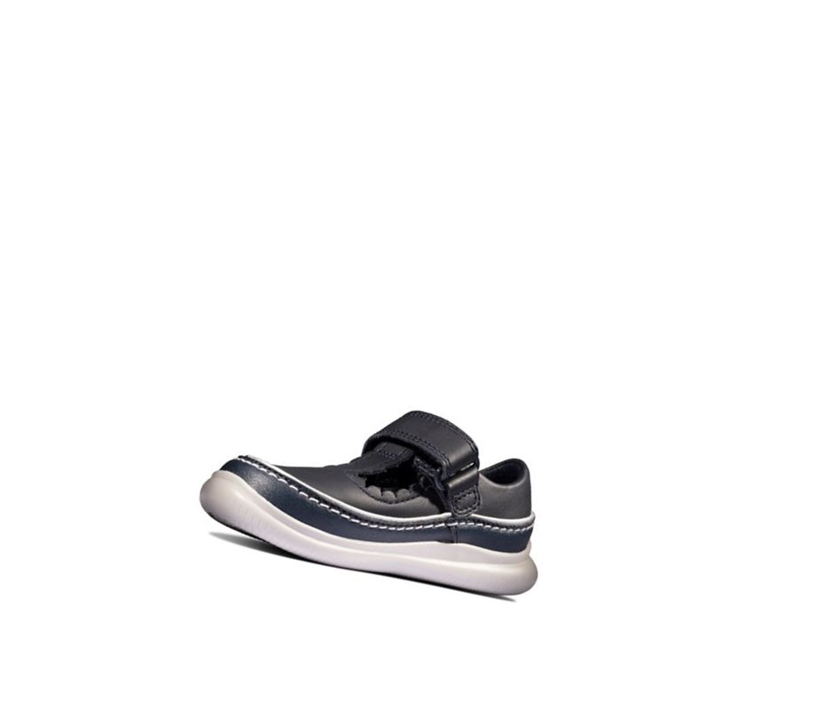 Clarks Crest Sky Leder Lederschuhe Jungen Navy | SYKN96410