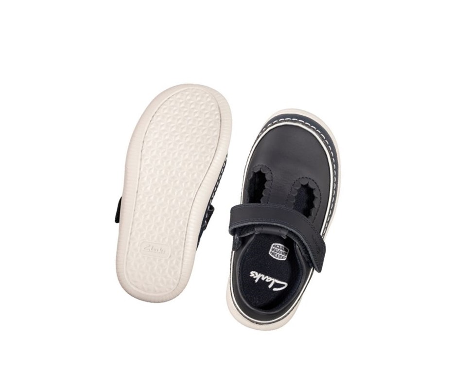 Clarks Crest Sky Leder Lederschuhe Jungen Navy | SYKN96410