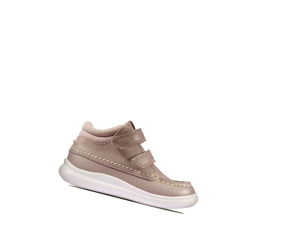 Clarks Crest Tuktu Leder Lässige Turnschuhe Jungen Rosa | COGN24763