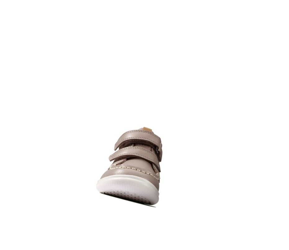 Clarks Crest Tuktu Leder Lässige Turnschuhe Mädchen Rosa | RXVH78123