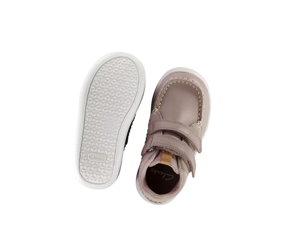 Clarks Crest Tuktu Leder Lässige Turnschuhe Mädchen Rosa | RXVH78123