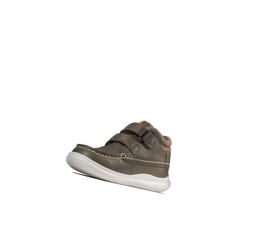 Clarks Crest Tuktu Leder Lässige Turnschuhe Mädchen Braun | WDQF12845