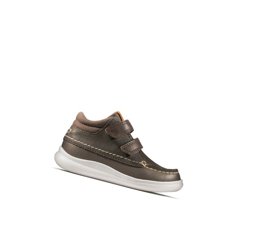 Clarks Crest Tuktu Leder Lässige Turnschuhe Mädchen Braun | WDQF12845