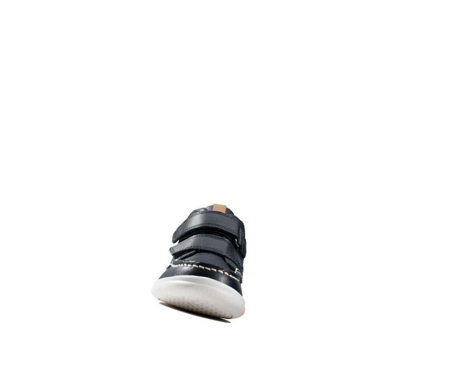 Clarks Crest Tuktu Leder Stiefeletten Jungen Navy | ZYCQ59136