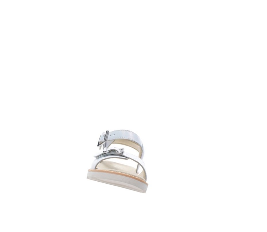 Clarks Crown Bloom Leder Lässige Sandalen Mädchen Weiß | YNQO45876