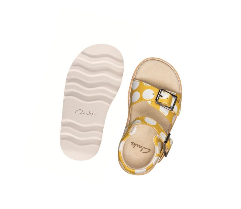 Clarks Crown Bloom Wildleder Lässige Sandalen Mädchen Gelb | MKQB39128