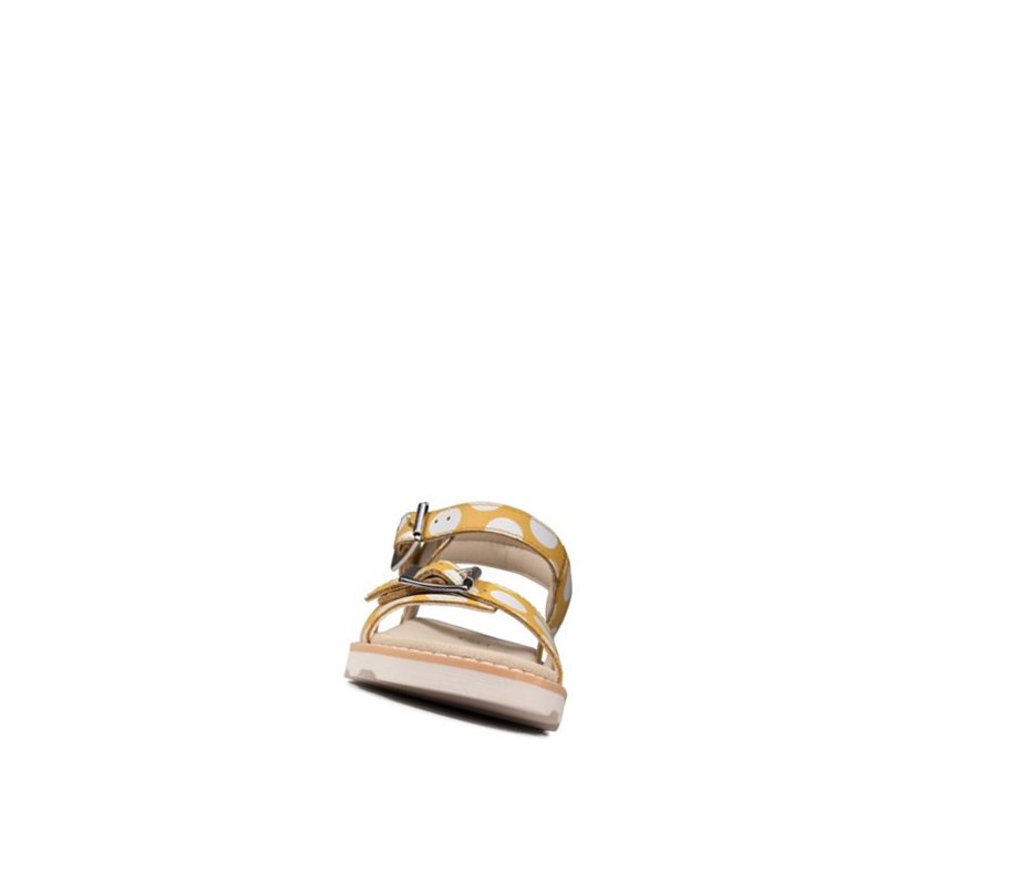 Clarks Crown Bloom Wildleder Lässige Sandalen Mädchen Gelb | RYFC93528