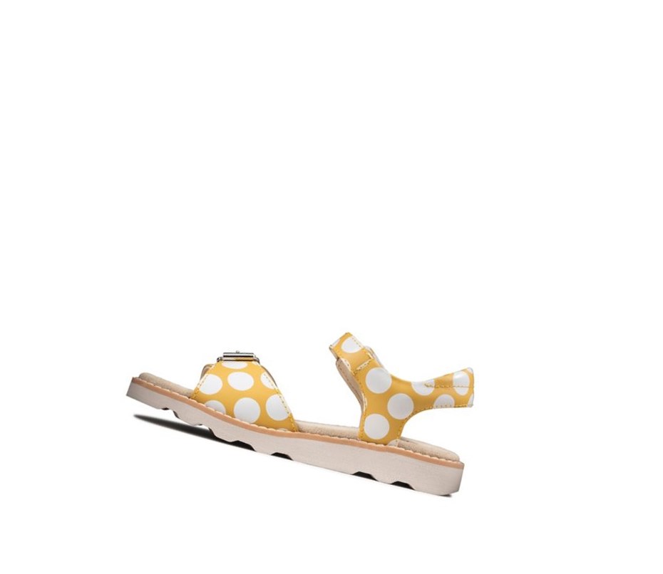 Clarks Crown Bloom Wildleder Lässige Sandalen Mädchen Gelb | RYFC93528