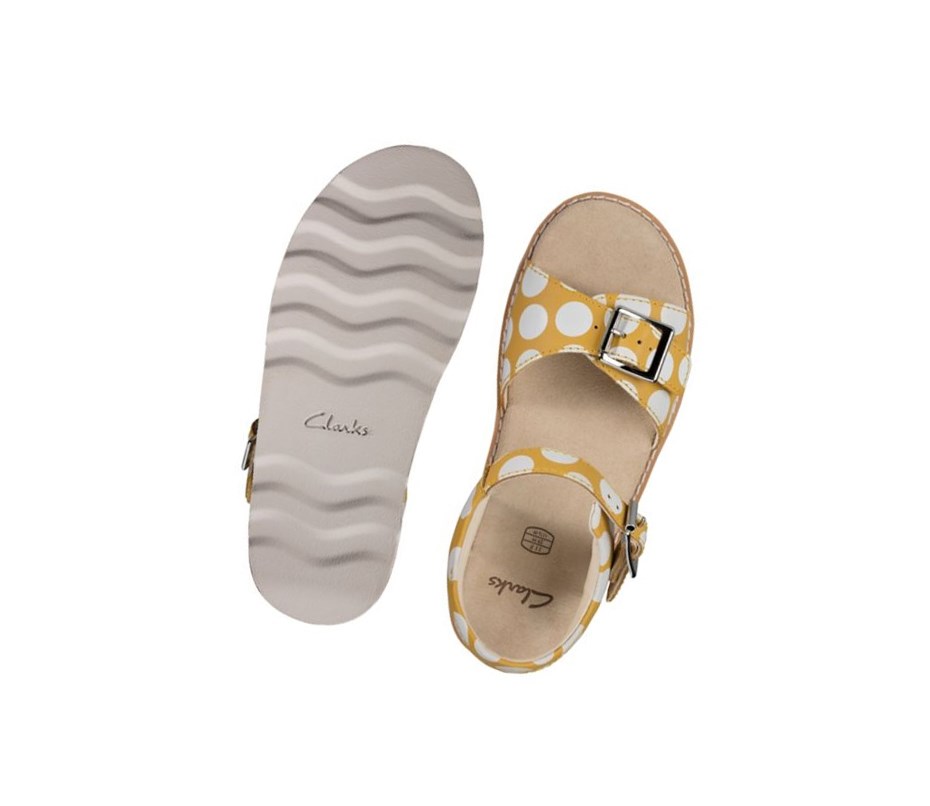 Clarks Crown Bloom Wildleder Lässige Sandalen Mädchen Gelb | RYFC93528