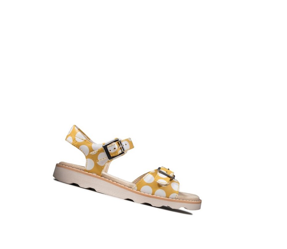 Clarks Crown Bloom Wildleder Lässige Sandalen Mädchen Gelb | RYFC93528