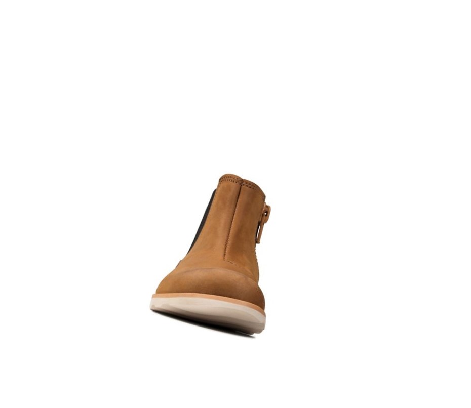 Clarks Crown Halo Leder Chelsea Boots Jungen Braun | QPGE75863