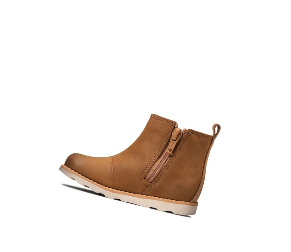 Clarks Crown Halo Leder Chelsea Boots Jungen Braun | QPGE75863