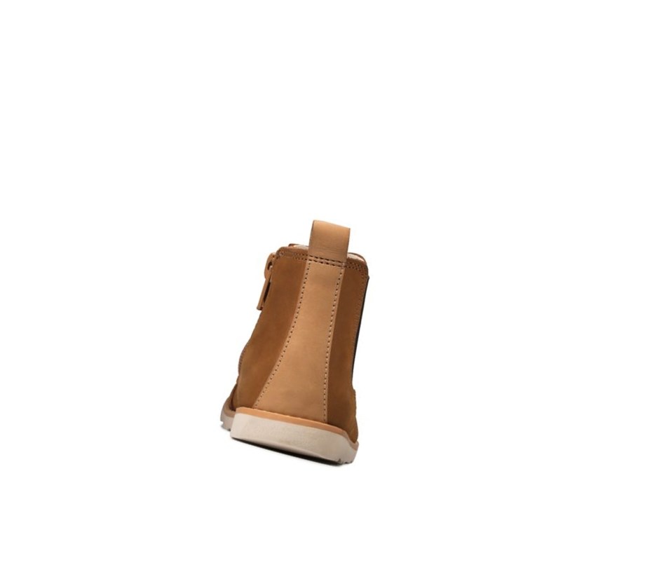 Clarks Crown Halo Leder Chelsea Boots Jungen Braun | QPGE75863