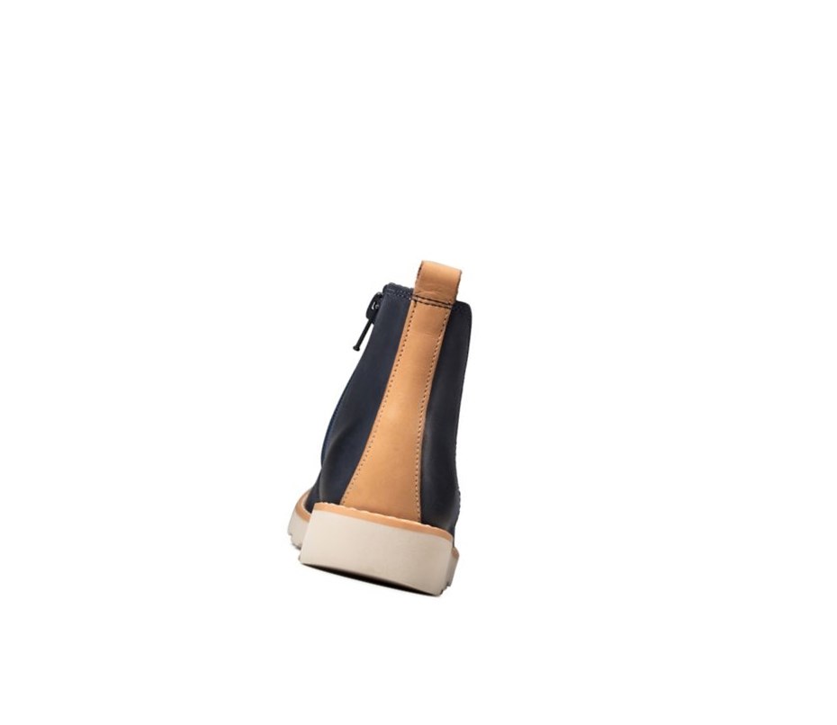 Clarks Crown Halo Leder Chelsea Boots Jungen Navy | TFIO74802