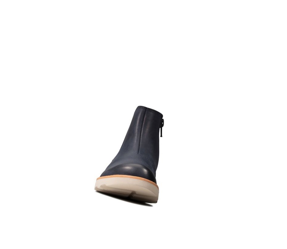 Clarks Crown Halo Leder Chelsea Boots Mädchen Navy | QDIX45912