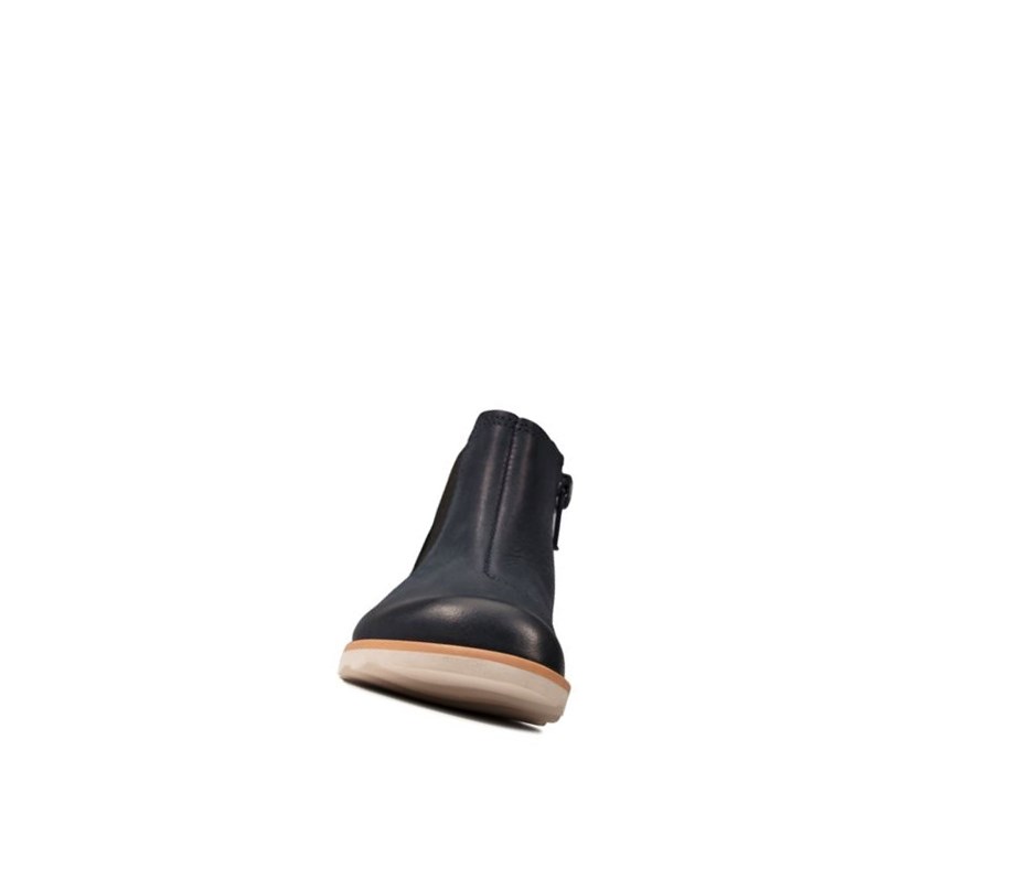 Clarks Crown Halo Leder Chelsea Boots Mädchen Navy | XMCL24759