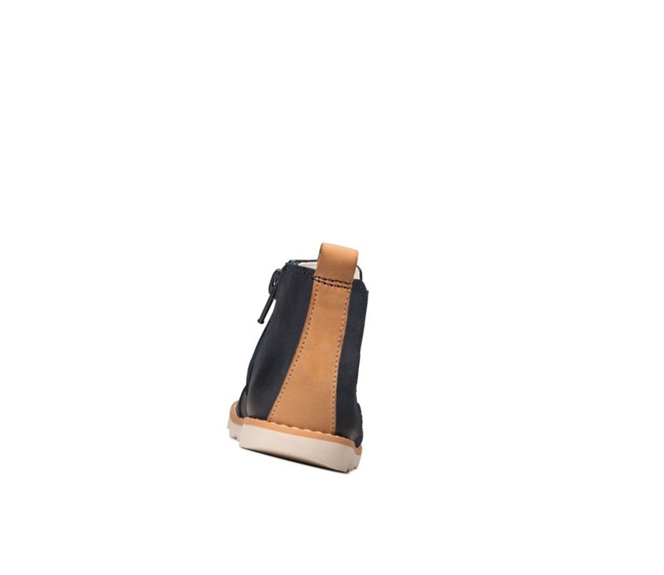 Clarks Crown Halo Leder Chelsea Boots Mädchen Navy | XMCL24759